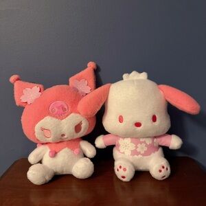 NWT SET Sanrio Sakura Series 11” Kuromi/Pochacco Plush Cherry Blossom Round1